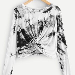 Black and White Tie Front Crop top